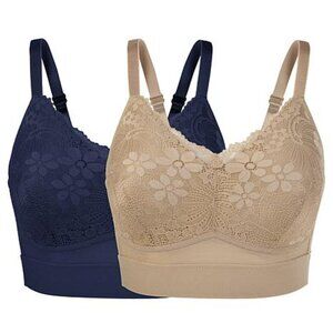 #1341 Rhonda Shear 2-pack Molded Cup Bra with Lace Overlay